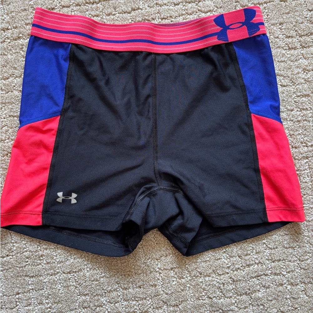 Under Armour Black Shorts with Red and Blue Highlights